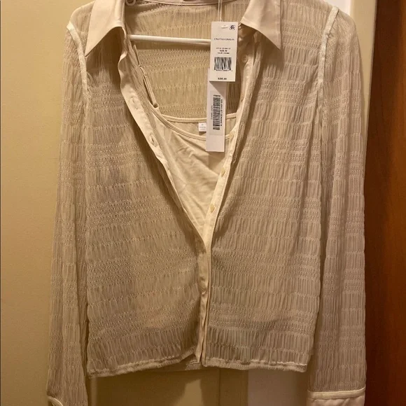 Jonathan Simkhai Robin Mesh Button Down Top - Picture 4 of 4